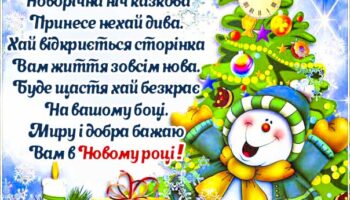 Листівка з новим роком сніговик